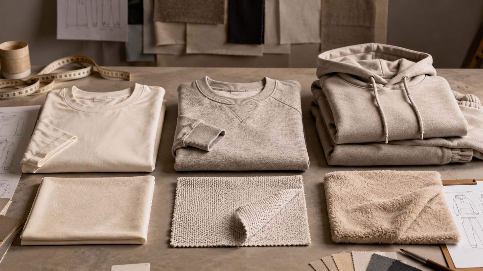 Cotton jersey, French terry, and fleece fabric comparison for fashion brands
